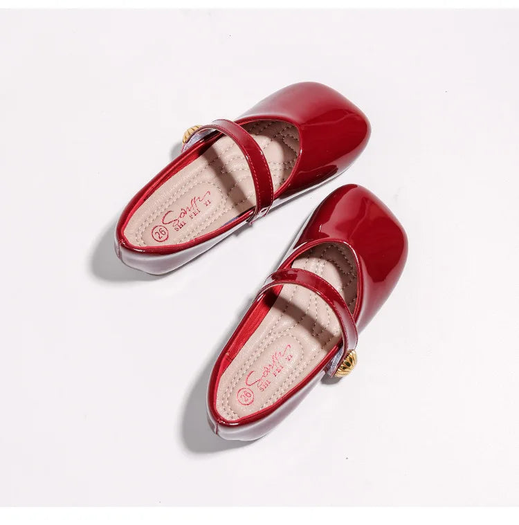 Zapatos Niña Girl Leather Shoe New Red Princess Shoes Summer Flat Sole Single Shoe Mary Jane Shoe Lolita Shoes Girl Kids Shoes