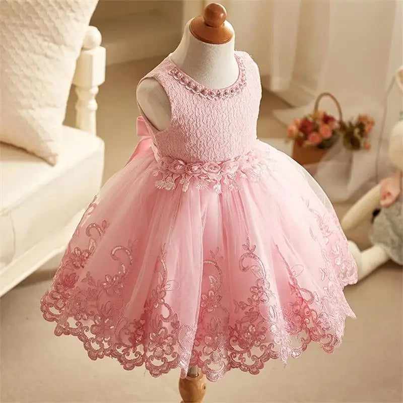 Baby Girl Clothes Wedding Dress for Baptismal Ceremony White Dress