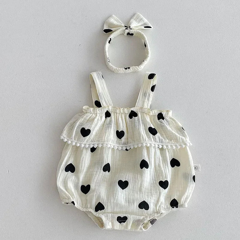 Heart Print Romper Set