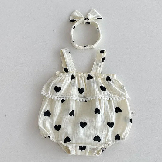 Heart Print Romper Set