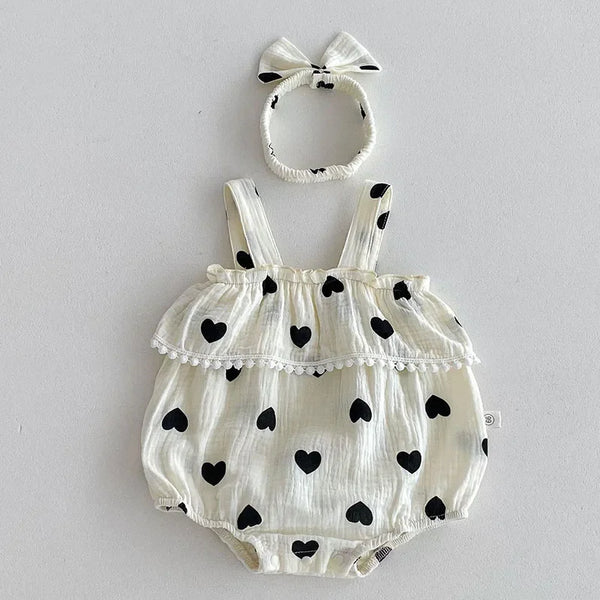 Heart Print Romper Set