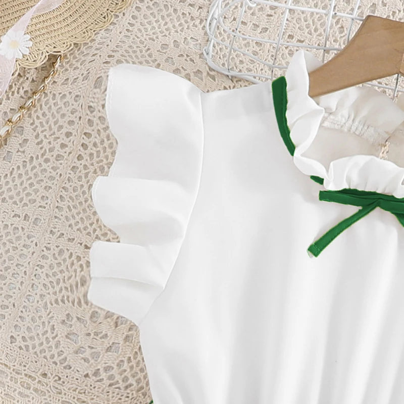 Emma Kids Dress for Girls with Pleated Skirt and Bow Tie