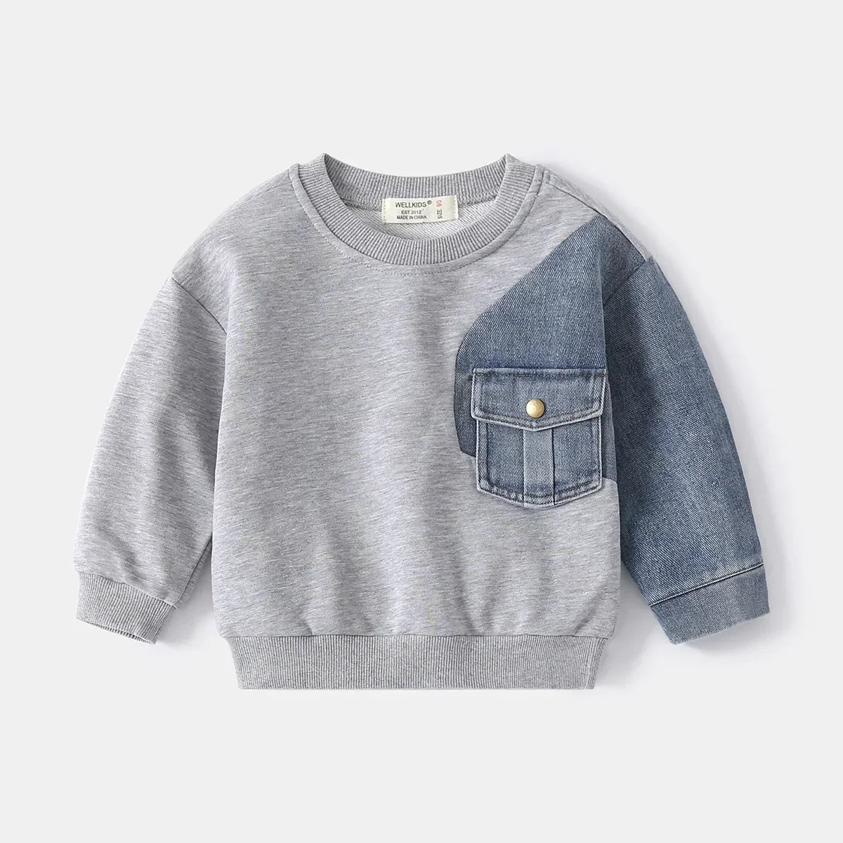 Sael Denim Stitching Sleeved Loose Sweater - GuGuTon baby store - Baby Fashion - Toddlers Outfits - Babies Outfits - Toddler Clothes - Kids Clothing - Newborn Clothes - Newborn Wear - Kids Wear - Trending Clothes - Trending Outfits - Fall Fashion - Winter Fashion - Girls Clothes - Boys Clothes - Babies Wear - Kids Accessories - KidsWear - Summer Clothes - Summer Fashion - Summer Trend - Falls Sweaters - Tops - Bottom - Jeans - Blouse - Dresses - Newborn Dresses - Toys