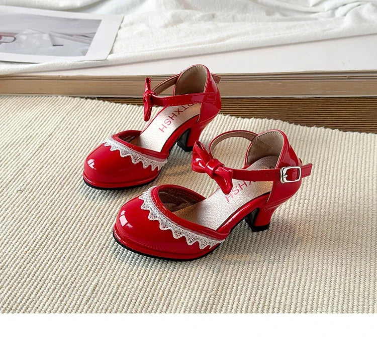 New Leather Shoes Fashion Versatile Comfort Girl Shoe Princess Exquisite Casual High-heeled Sandals Performance Classic Kid Shoe