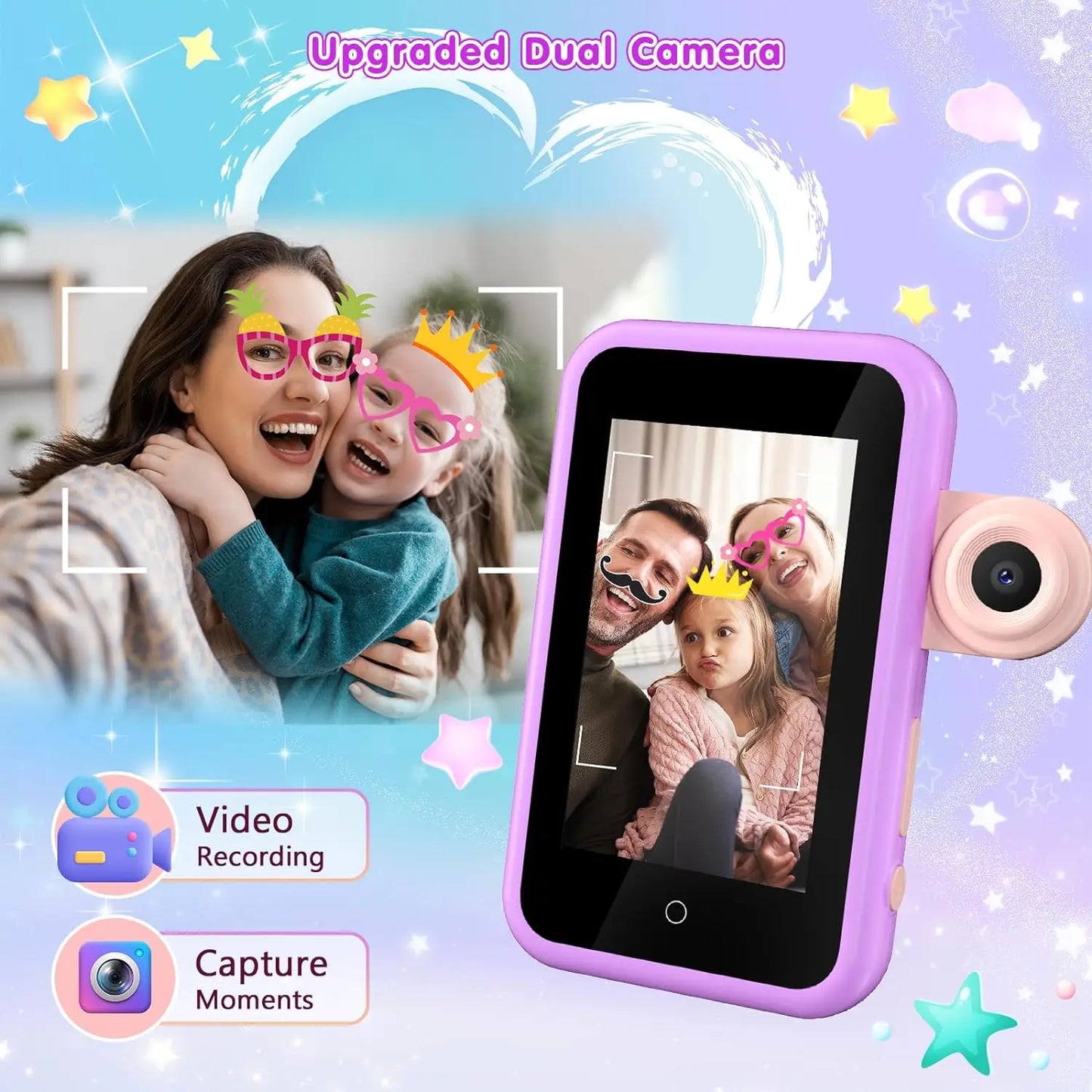 VATOS Kids Smart Phone Toy for Girls Boys Large 4" Touchscreen