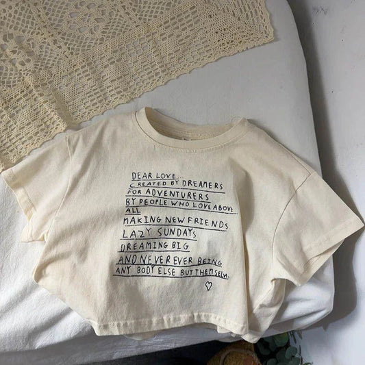 Elvis Loose Baby Letter Short Sleeves Tees