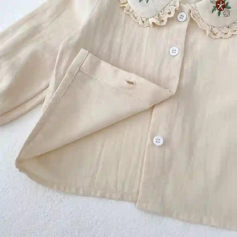Melina Embroidered Doll Collar Long Sleeved Top