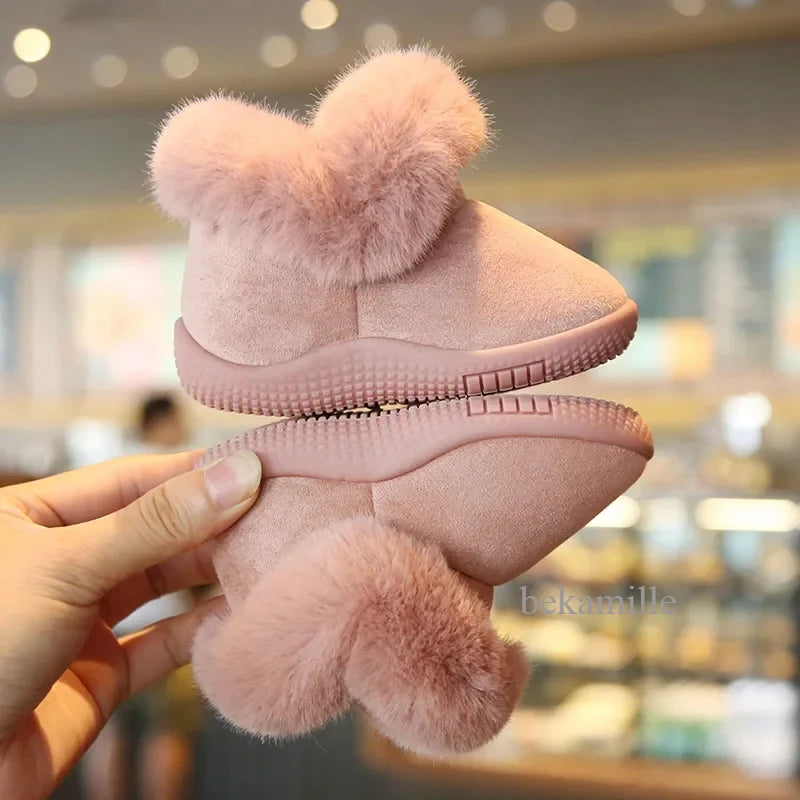 Baby Girl Shoes Snow Boots Kids Cotton Shoes Plush Warm First Walkers Non-slip Infant Boots
