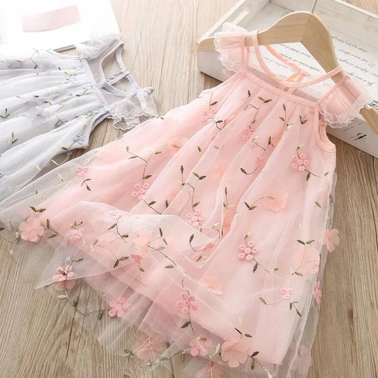 Girls Sweet Dresses Summer Baby Girl Princess Dress Lace Embroidery Design Flower Girl Dress