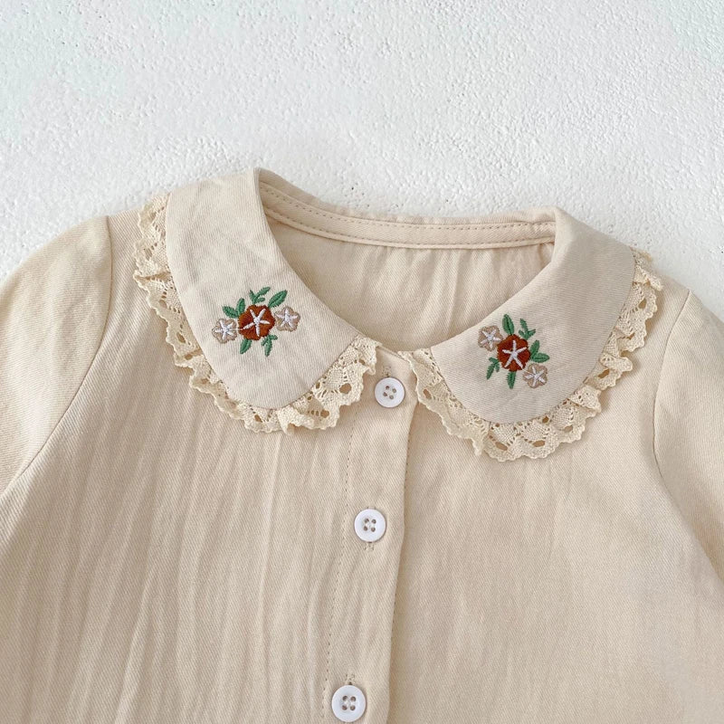 Melina Embroidered Doll Collar Long Sleeved Top