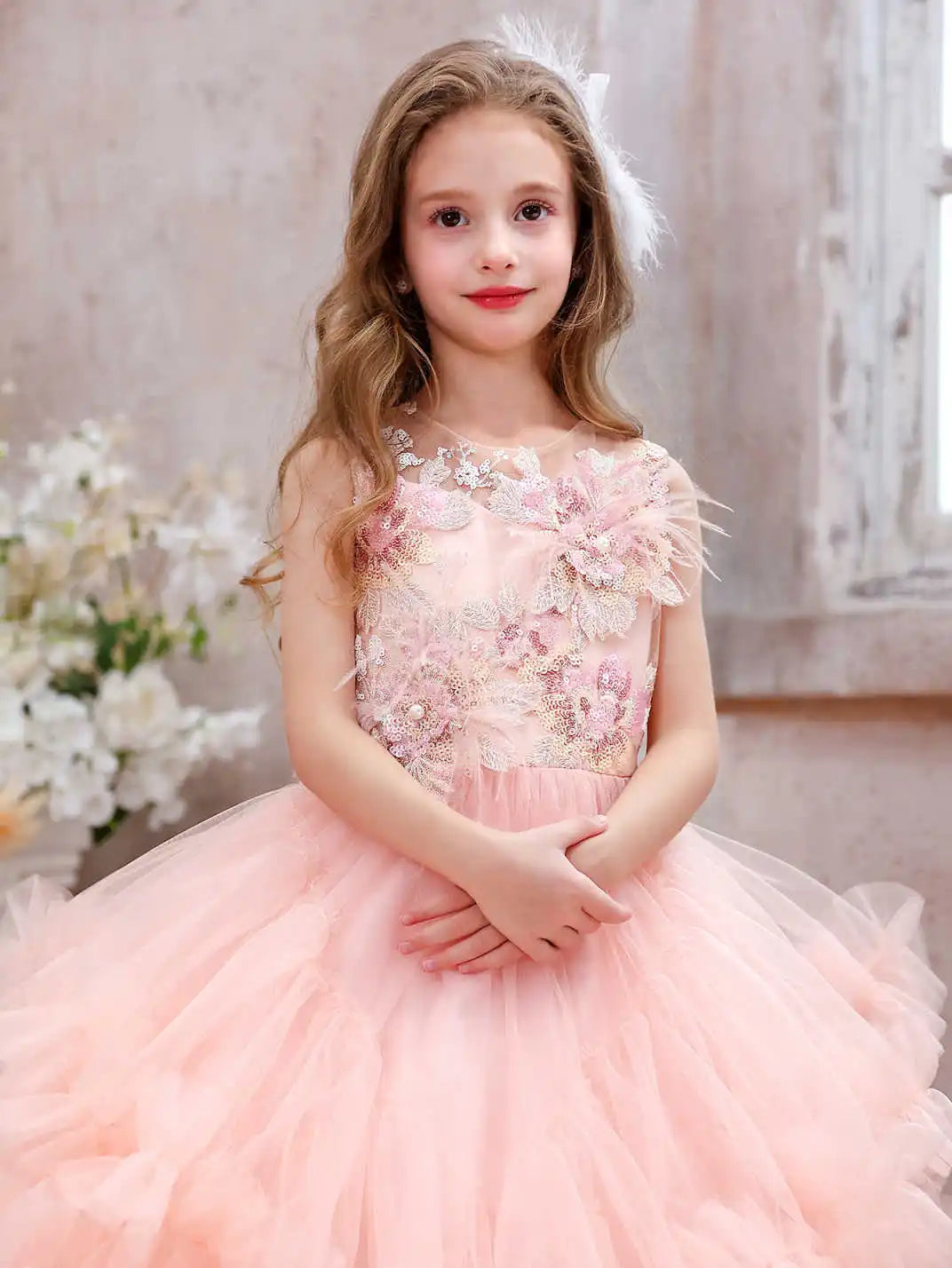 Floral Embroidered Lace Dress for Girls - Perfect for Events