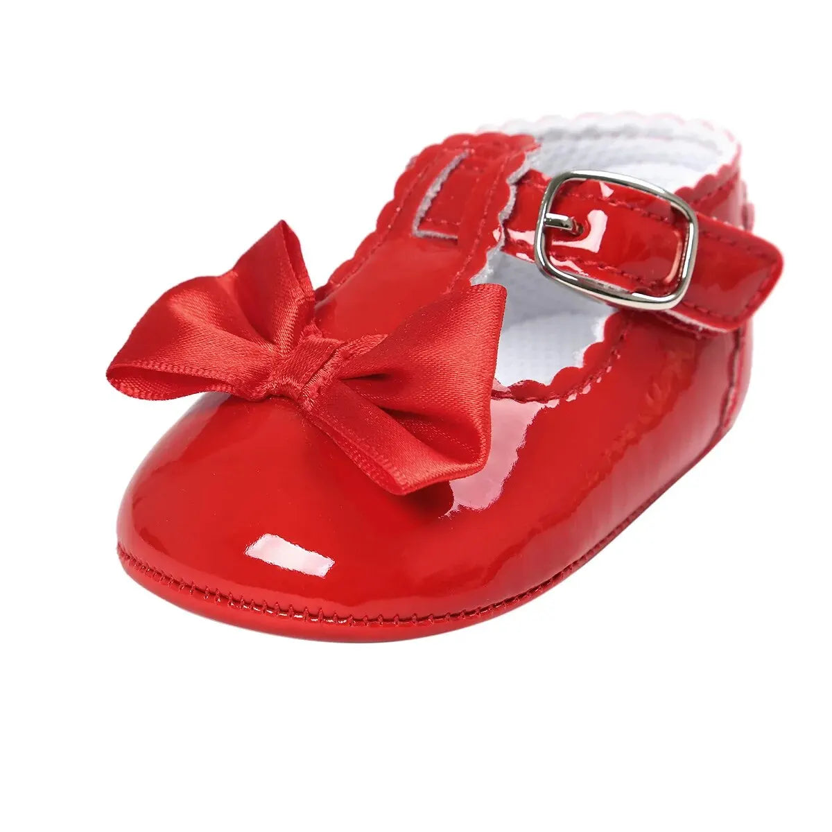 Meckior Baby Girls Shoes Classic Bowknot Rubber Sole Anti-slip PU Girls Dress Shoes