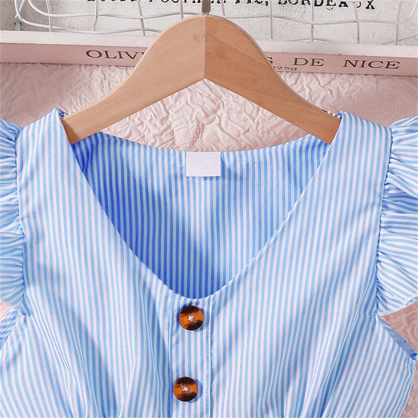 Ivy Summer Dress Age 6 - Striped Flying Sleeve Dress for girls