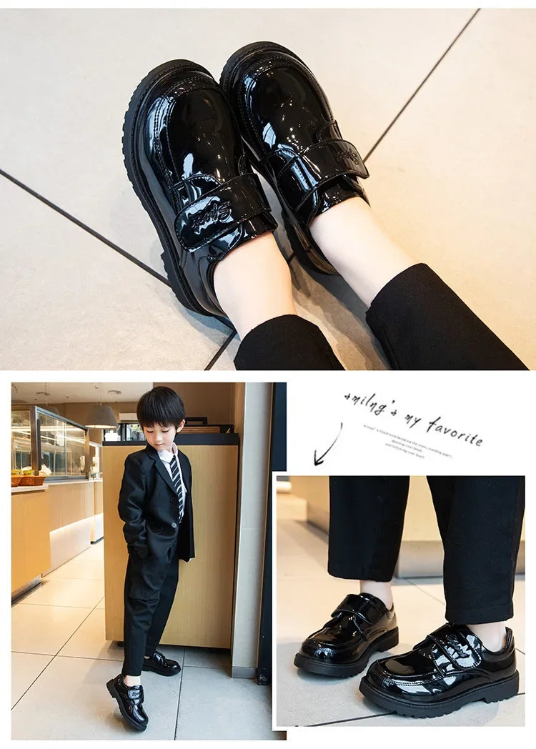 Boys Leather Shoes Spring Autumn Fashion Kids Soft Sole Shoes School Student Performance Flats