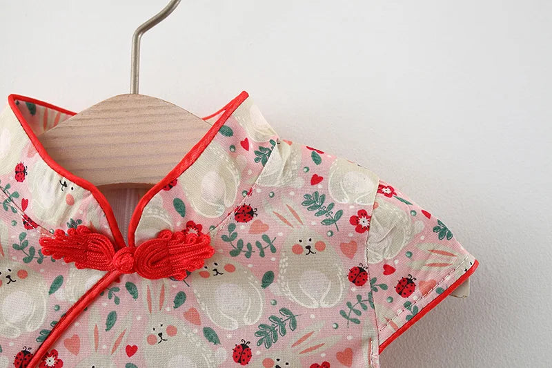 Baby Girl Qipao Dress for Summer Cotton Wear