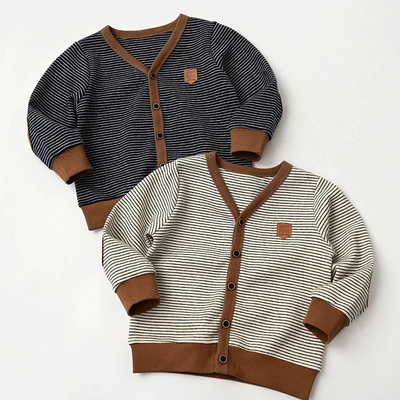 Bernie V-neck Striped Kids Knitting Sweater