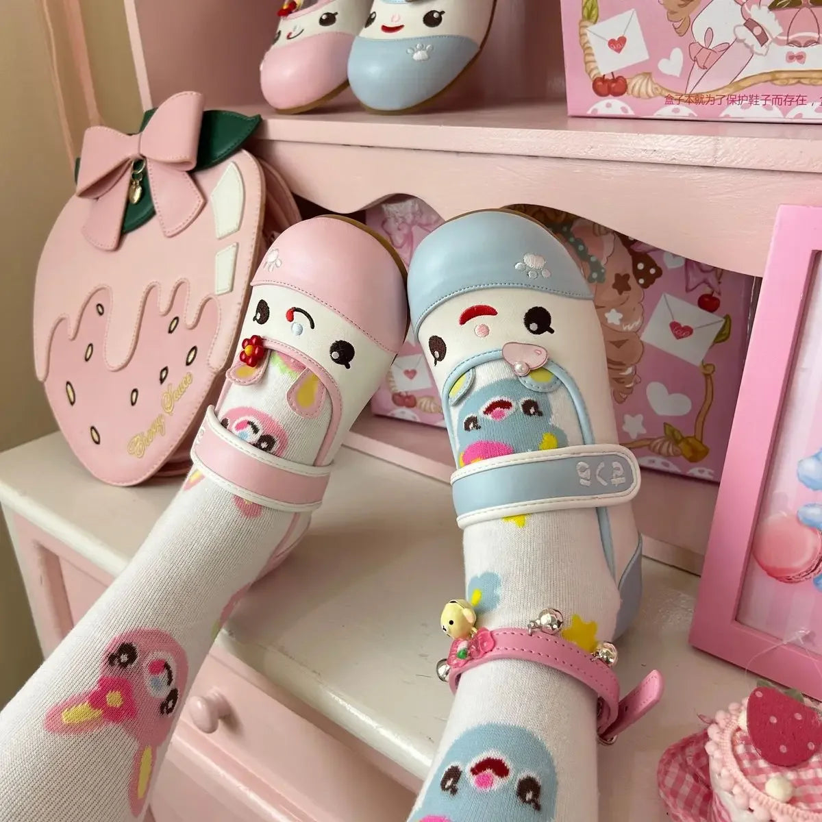 Summer Autumn New Sweet Girl Cute Indoor Round-toe Shoes Japanese Cartoon Mp Jojifuku Lolita Flat Shoes Y2k Accessories