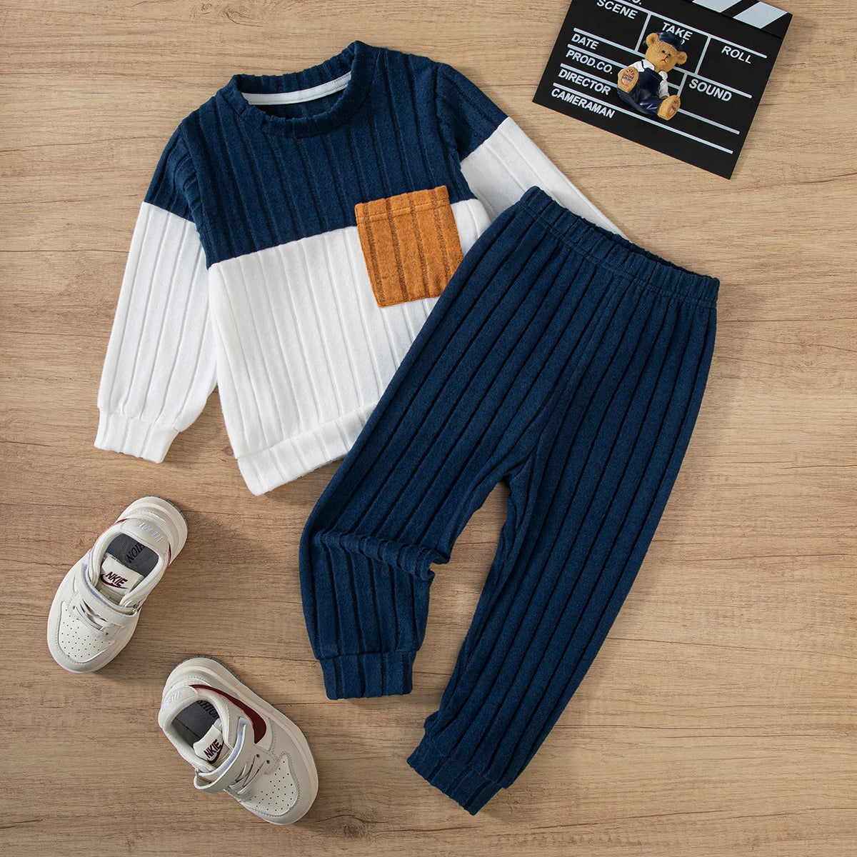 Boy Winter Long Sleeve Sweater Pants Set for Kids
