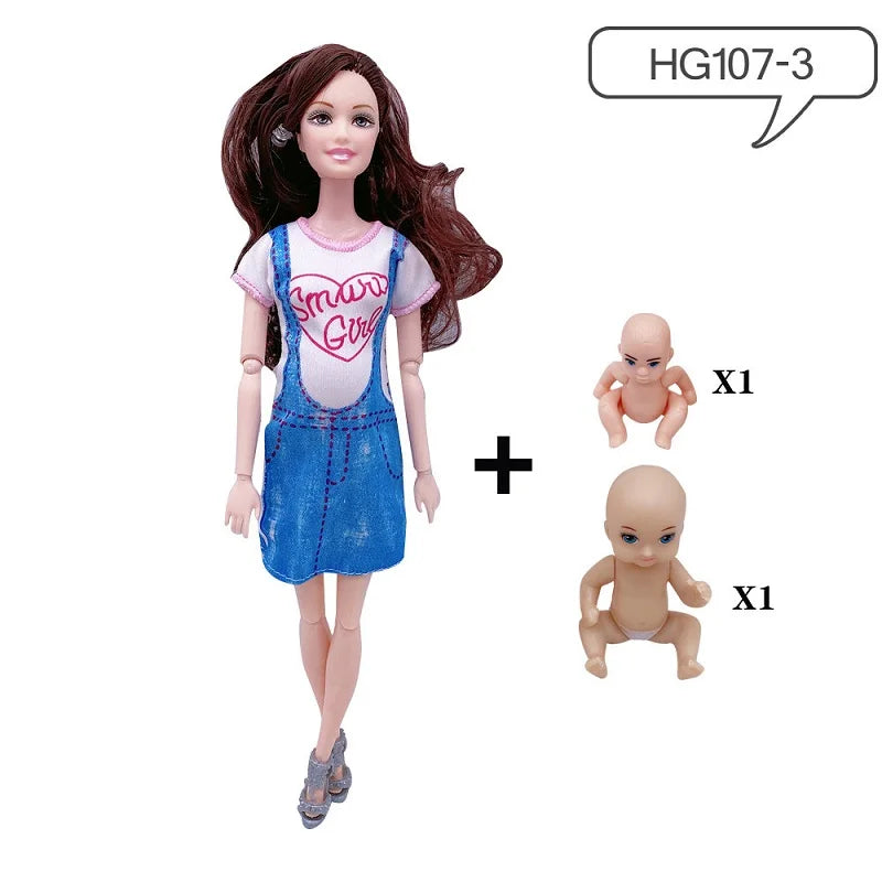 Hot Sale 11.5 Inches Pregnant Doll Mom Have 2Pcs Baby in Her Tummy with 1Pc Clothes Educational Dolls Girl Toy for Girl Gift