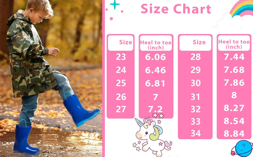 Jaden Evshine  Kids Rain Boots - Fun Dinosaur Unicorn Design