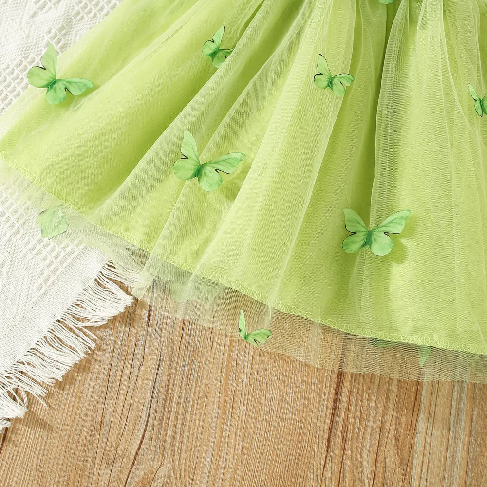 Summer Baby Girl Dress Girls Green Butterfly Mesh Princess Dress