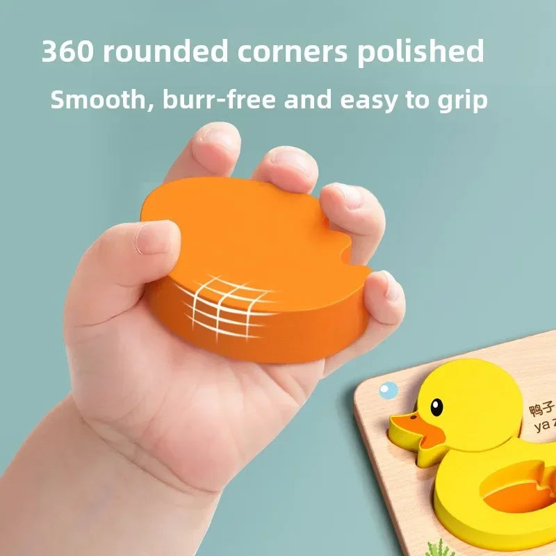 Montessori Cartoon 3D Wooden Puzzle Animal Traffic Jigsaw Toys