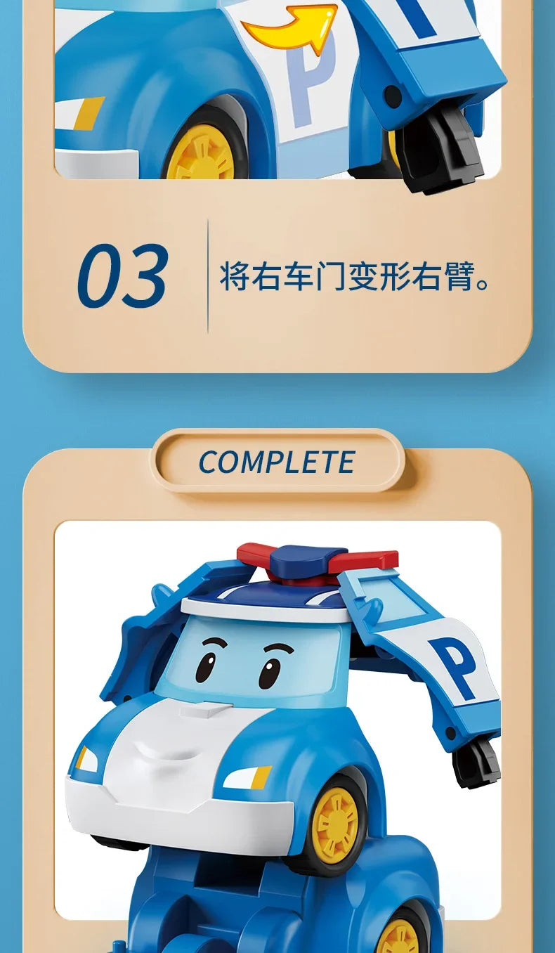 6pcs/set Cartoon Robocars Polis Action Figures Transformation