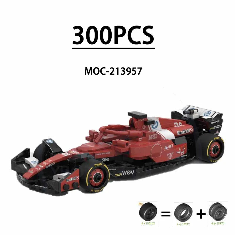 F1 Racing Car Building Blocks 8-Grid Racing Champion Vehicle (With Stickers) Children's Birthday Gift Christmas Toy Gift