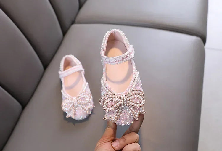 Kids Girls Sandals Fashion Sequins Rhinestone Bow Girls Princess Baby Girl Shoes