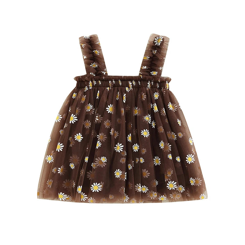 Toddler Dress Kids Girls Party 2023 Summer Sleeveless Daisy Floral Tutu Dress