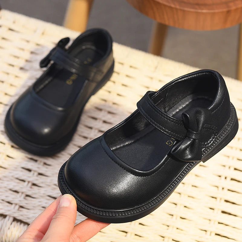 Girls' Shoes, Genuine Leather, Children's Princess Shoes, 2026 Spring and Autumn New Black Performance Shoes, Little Girls' Blac