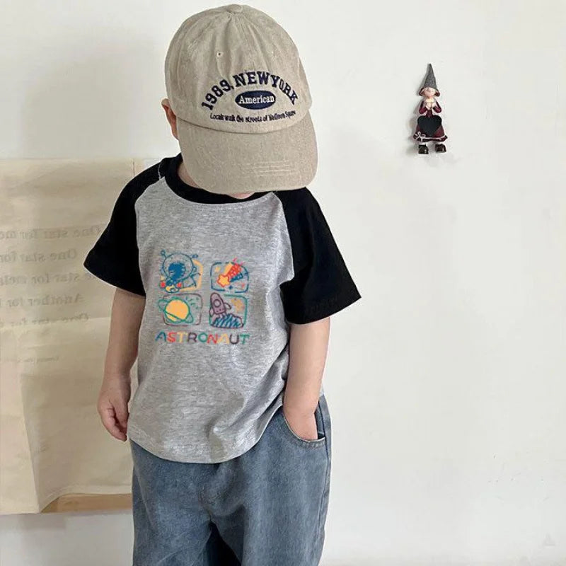 Raymond O-Neck Patchwork Tees - GuGuTon baby store - Baby Fashion - Toddlers Outfits - Babies Outfits - Toddler Clothes - Kids Clothing - Newborn Clothes - Newborn Wear - Kids Wear - Trending Clothes - Trending Outfits - Fall Fashion - Winter Fashion - Girls Clothes - Boys Clothes - Babies Wear - Kids Accessories - KidsWear - Summer Clothes - Summer Fashion - Summer Trend - Falls Sweaters - Tops - Bottom - Jeans - Blouse - Dresses - Newborn Dresses - Toys