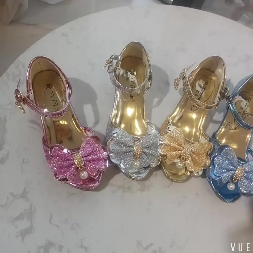 Girls Princess Shoes Summer Children High Heels Open-toe Party Wedding Toddlers Sandals