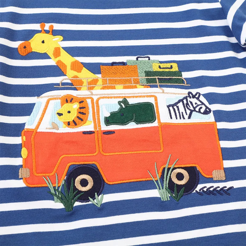 Rodrigo Arrival Striped Animals T-shirt - GuGuTon baby store - Baby Fashion - Toddlers Outfits - Babies Outfits - Toddler Clothes - Kids Clothing - Newborn Clothes - Newborn Wear - Kids Wear - Trending Clothes - Trending Outfits - Fall Fashion - Winter Fashion - Girls Clothes - Boys Clothes - Babies Wear - Kids Accessories - KidsWear - Summer Clothes - Summer Fashion - Summer Trend - Falls Sweaters - Tops - Bottom - Jeans - Blouse - Dresses - Newborn Dresses - Toys