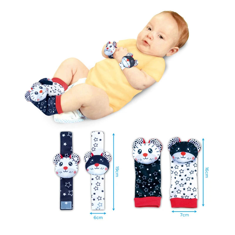 Baby Wrist Rattles Socks Newborn Animal Socks Infants Foot Finder 0-12 Months