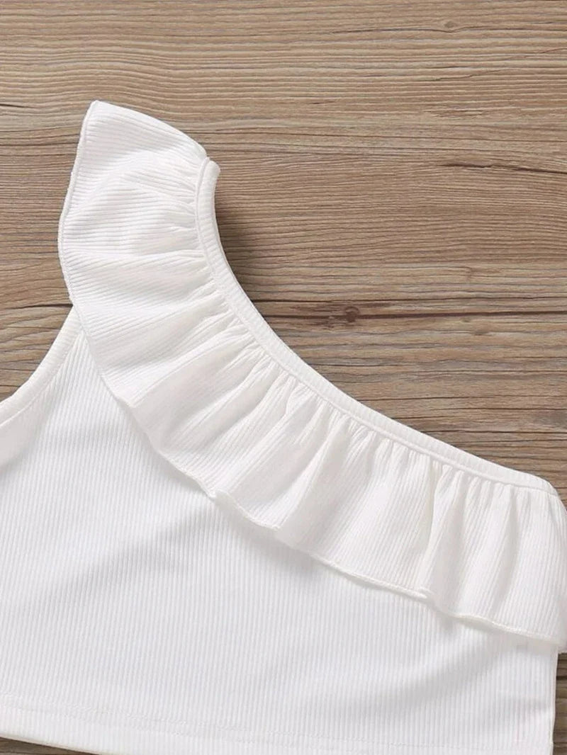 Miguelina Camisole Ruffled One shoulder Tops