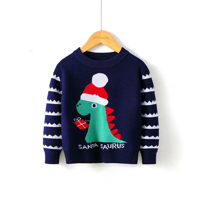 Augusto Winter Christmas Dinosaur Print Sweaters - GuGuTon baby store - Baby Fashion - Toddlers Outfits - Babies Outfits - Toddler Clothes - Kids Clothing - Newborn Clothes - Newborn Wear - Kids Wear - Trending Clothes - Trending Outfits - Fall Fashion - Winter Fashion - Girls Clothes - Boys Clothes - Babies Wear - Kids Accessories - KidsWear - Summer Clothes - Summer Fashion - Summer Trend - Falls Sweaters - Tops - Bottom - Jeans - Blouse - Dresses - Newborn Dresses - Toys
