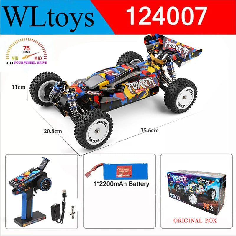 WLtoys 124017 124007 75KM/H  RTR 2.4G Racing RC Car Brushless 4WD Electric High Speed Off-Road Drift Toys For Kids And Adults