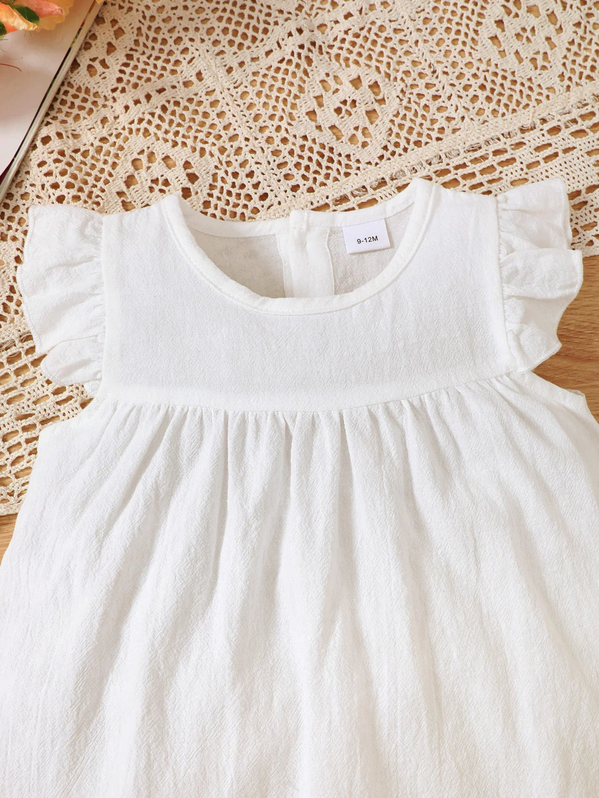 Baby Girl Christening Dress Set round Neck with Little Fly Sleeve Dress And Hat Two-Piece Casual Cute Dress for Girls