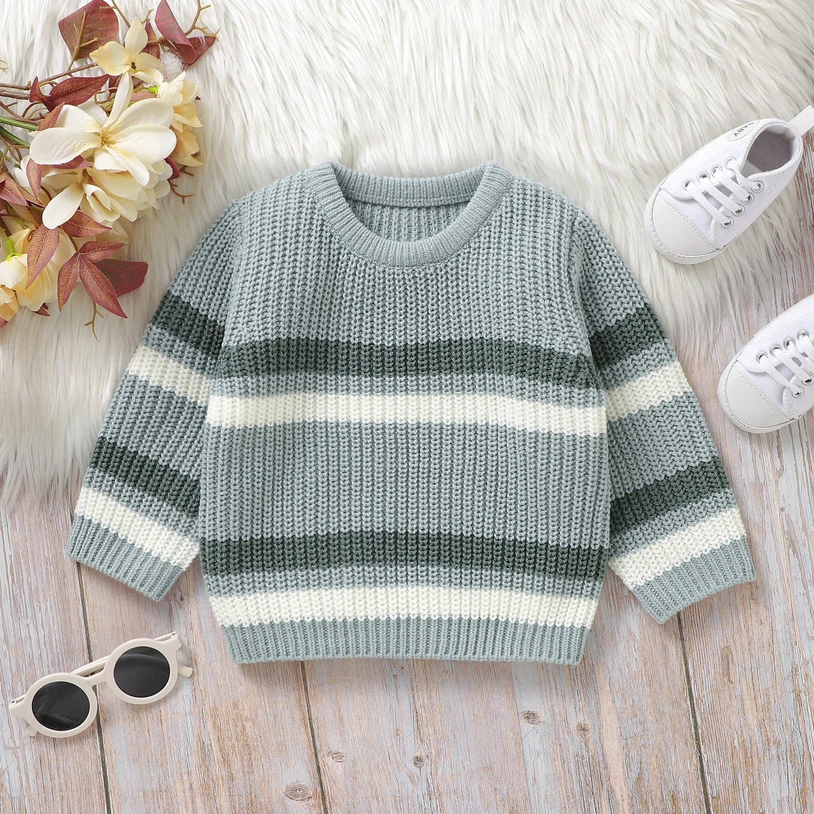 Will Knitted Warm Long Sleeve Stripe Sweater - GuGuTon baby store - Baby Fashion - Toddlers Outfits - Babies Outfits - Toddler Clothes - Kids Clothing - Newborn Clothes - Newborn Wear - Kids Wear - Trending Clothes - Trending Outfits - Fall Fashion - Winter Fashion - Girls Clothes - Boys Clothes - Babies Wear - Kids Accessories - KidsWear - Summer Clothes - Summer Fashion - Summer Trend - Falls Sweaters - Tops - Bottom - Jeans - Blouse - Dresses - Newborn Dresses - Toys