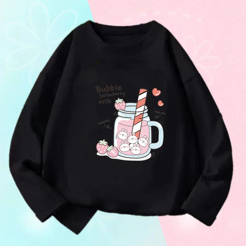 Charlotte Strawberry Girls Graphic Juice Kids Cartoon Long Sleeve