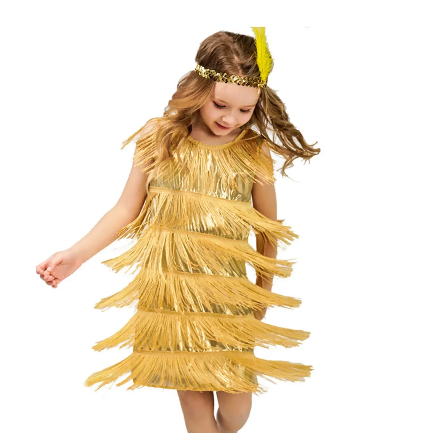 Short Sleeve Dress Girl Girls Flapper Dress Sequins Fringe Latin Dance Dress Tassel Tango Dress Tight Dress for Girl