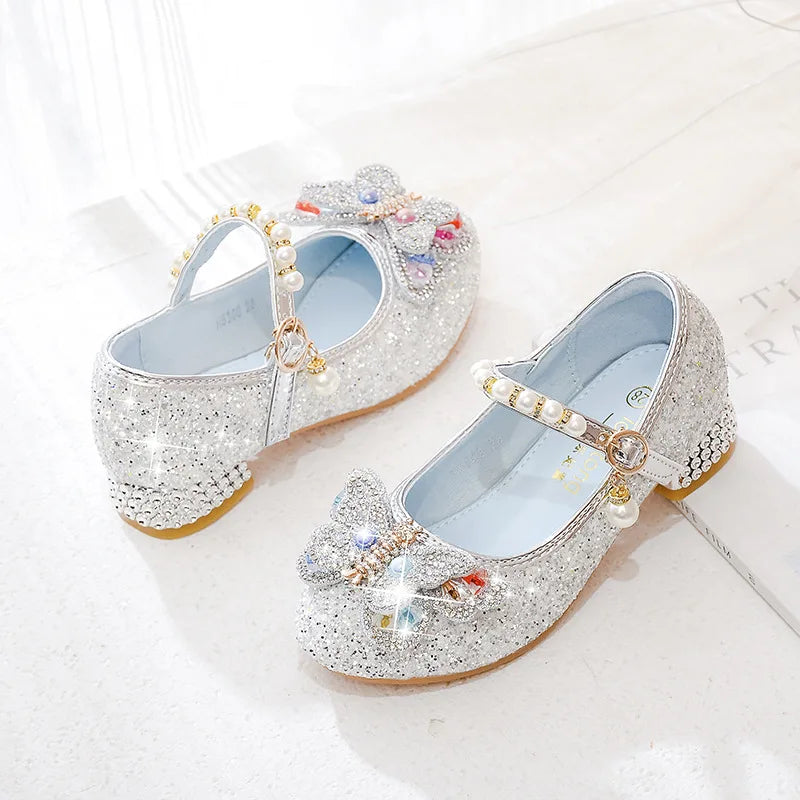 Girls' High Heels Princess Shoes Children's Crystal Showway Performance Shoes