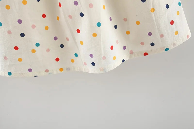 Kadia Polka Dot Baby Dress with Flower Embroidery