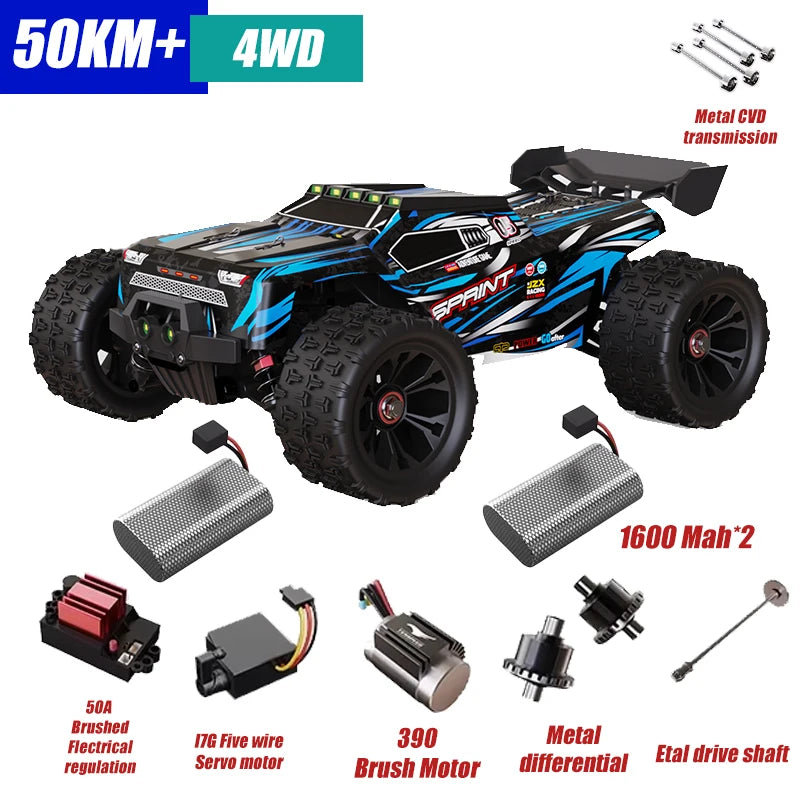 Rc Car Off Road 9255 High Speed 80KM/H Remote Control Car with LED Headlight Brushless 4WD 1/14 Monster Truck Toys for Boys Gift
