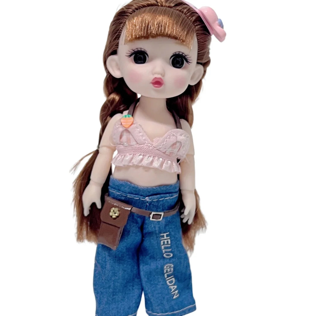 1/12 15-17cm BJD Dolls Cute Princess Dress Up Doll 13 Movable Joint 3D Eyes Toy Kids Doll Toys for Girls Birthday Xmas Gifts