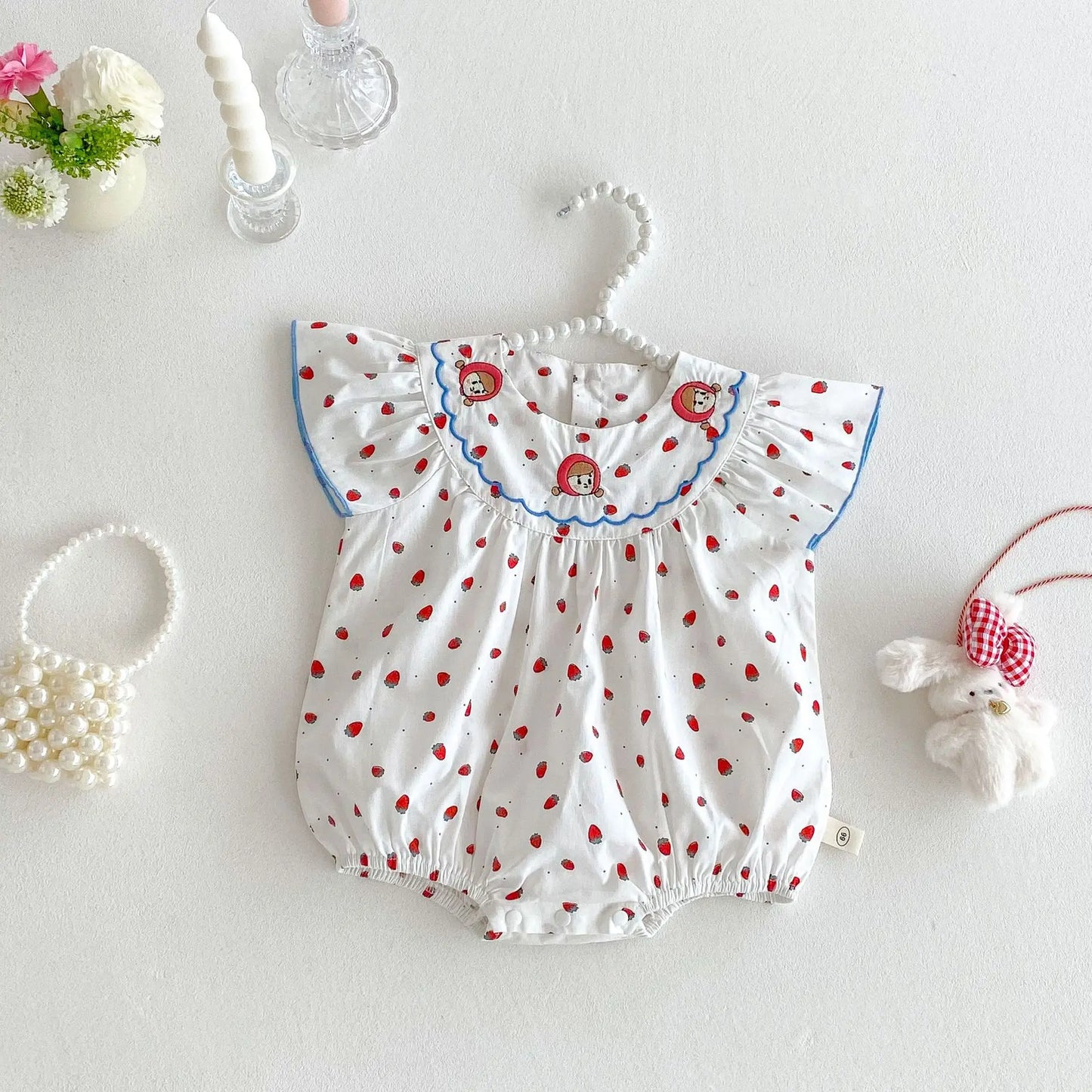 Sleeveless Strawberry Romper