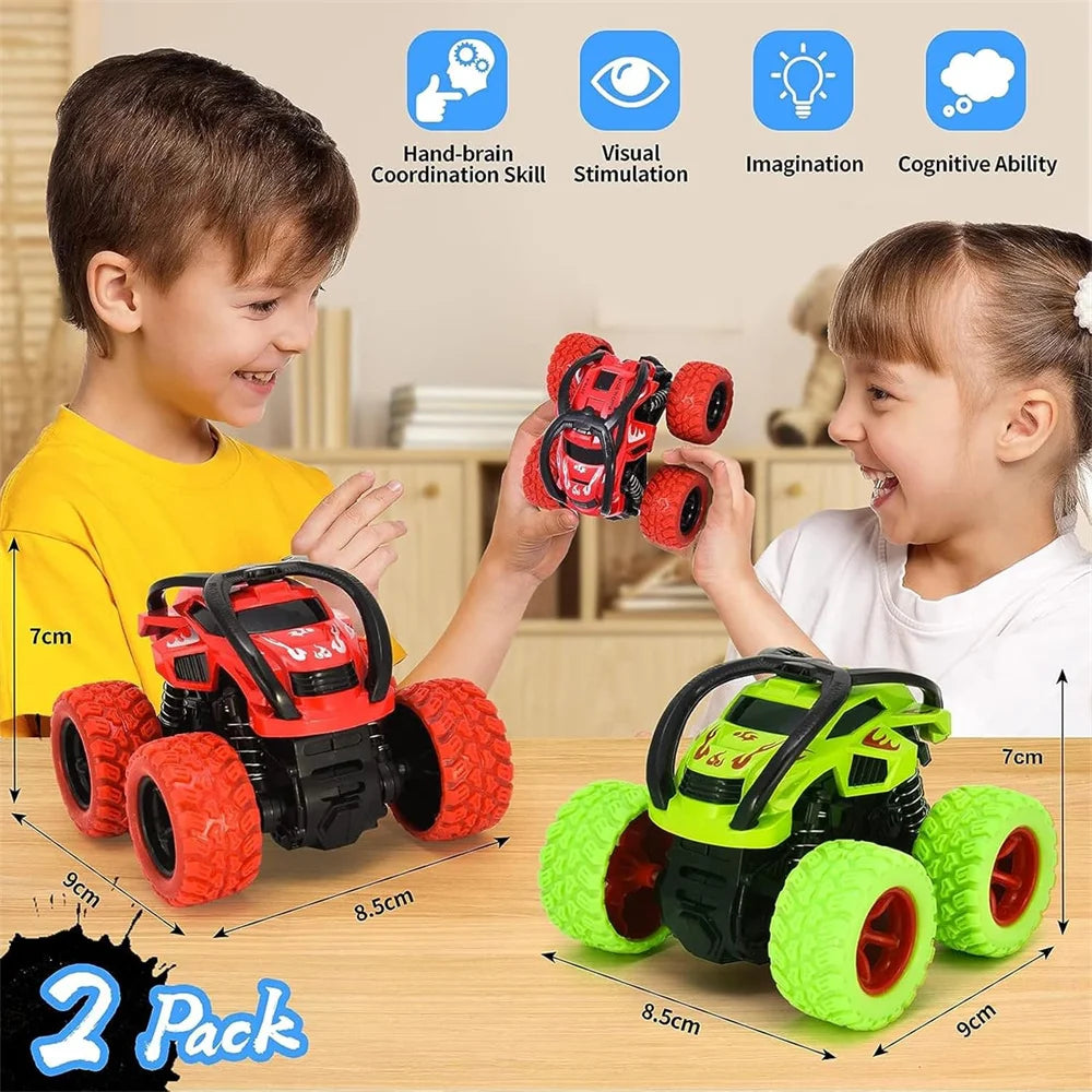 Monster Trucks Toys for Boys - Toddler Push & Go Stunt Cars with Flip Action, Race Car Set for Kids