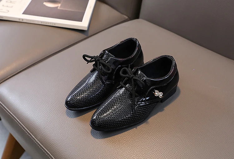 Boy Pointed Leather Shoes Children's British Black Shoes Students Leisure White Show Leather Shoes Boy' Shoes size 21-36