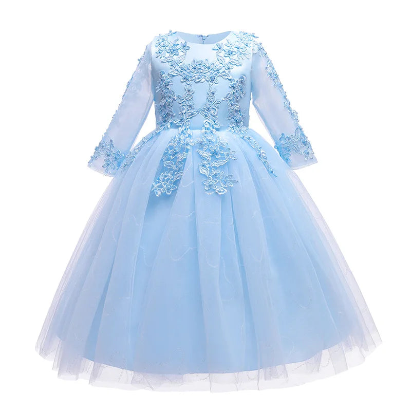 Flower Girl Wedding Long Sleeve Bridesmai Dress